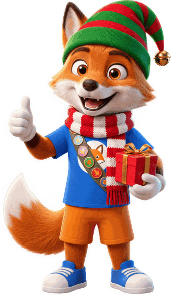The Forbesy fox dressed as an elf